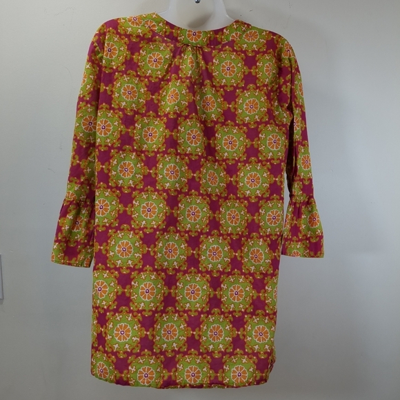 J Crew Women's Floral Tunic Pink And Green Top , Size M - Picture 3 of 7